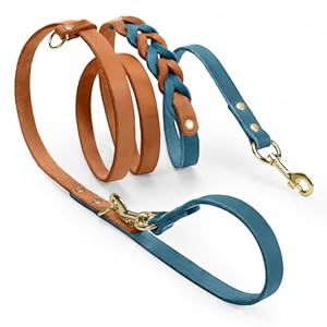 Blue Genuine Leather Leash, 6.5FT