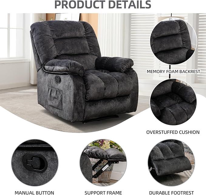 Ebello Swivel Rocker Recliner with Heat &amp; Massage