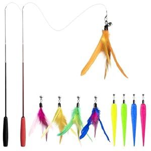 Cat Retractable Feather Toy, 11PC