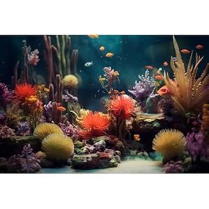 Aquarium Background Colorful Coral Reef (30x12)