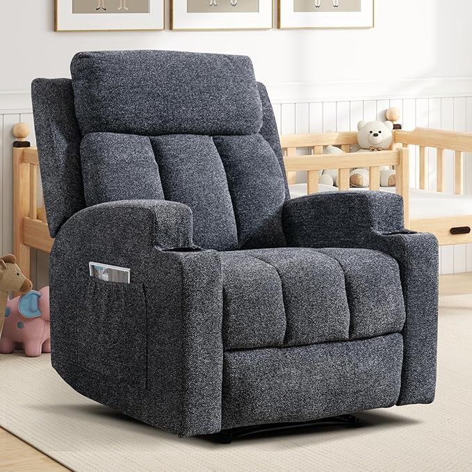 Gray Manual Recliner with Heat and Massage