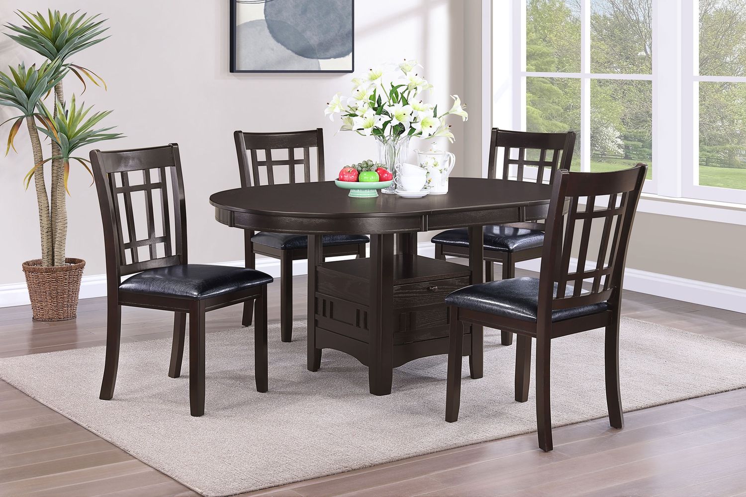 Lavon 5 Piece Oval Extension Leaf Dining Set