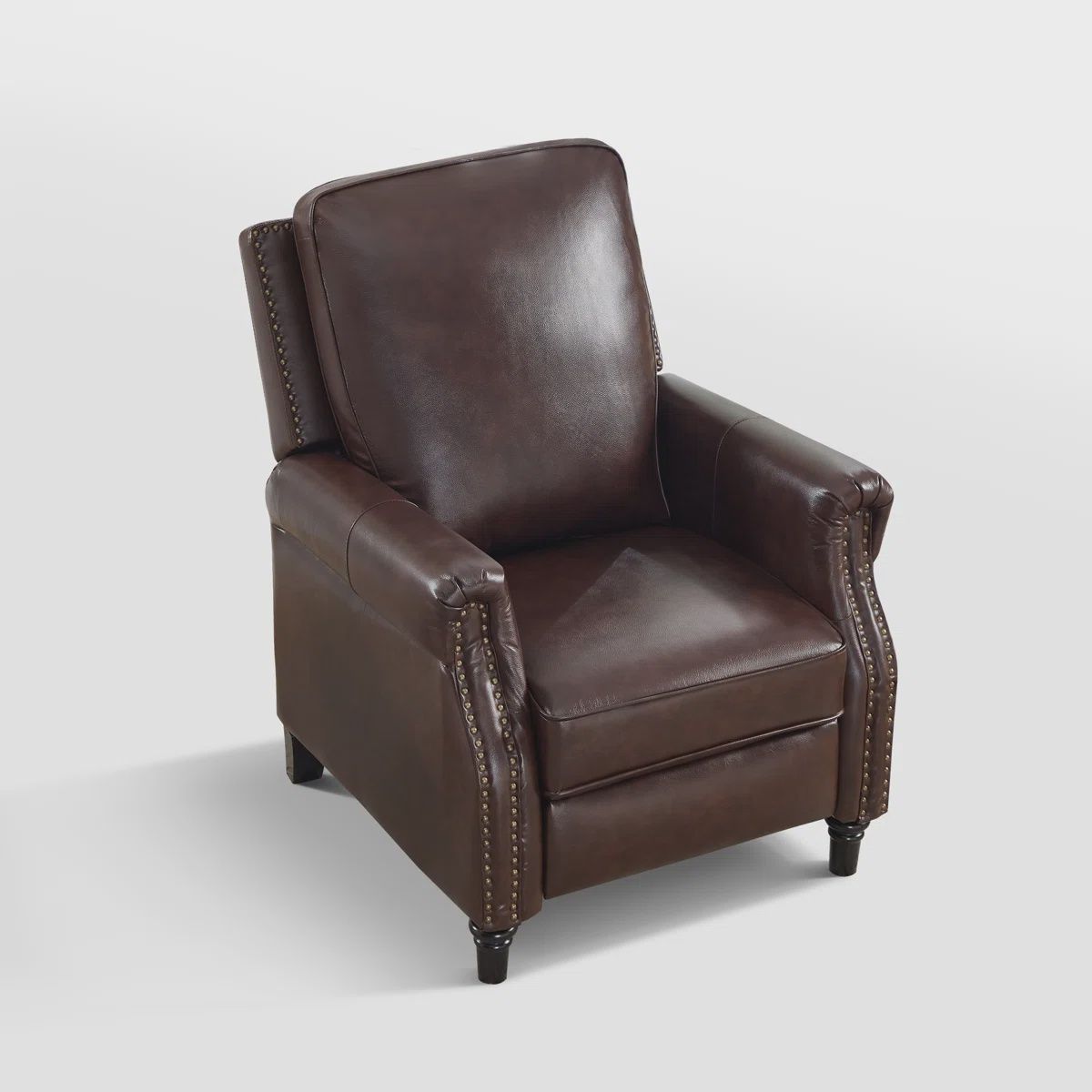 Dark Brown Studded Push Back Recliner