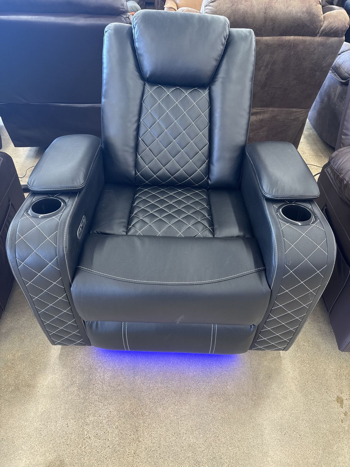 Black Theater Chair Power Recline with LED Light