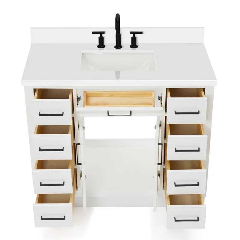 Tidworth 42'' Solid Wood Single Bathroom Vanity with 1.5'' Quartz Top