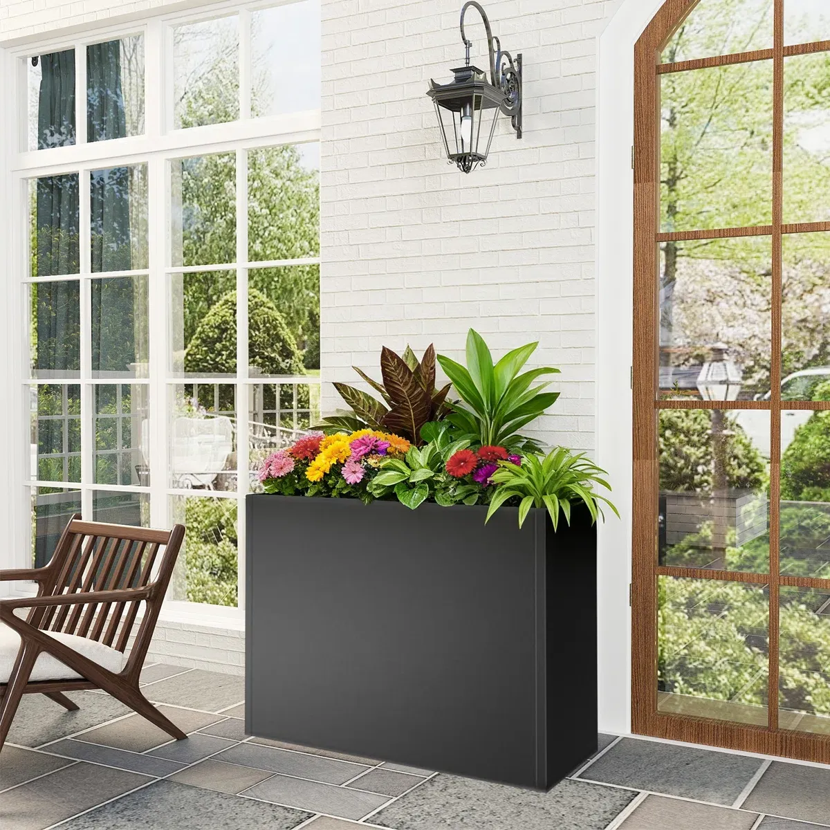 Tall Metal Planter Box with Drain Holes