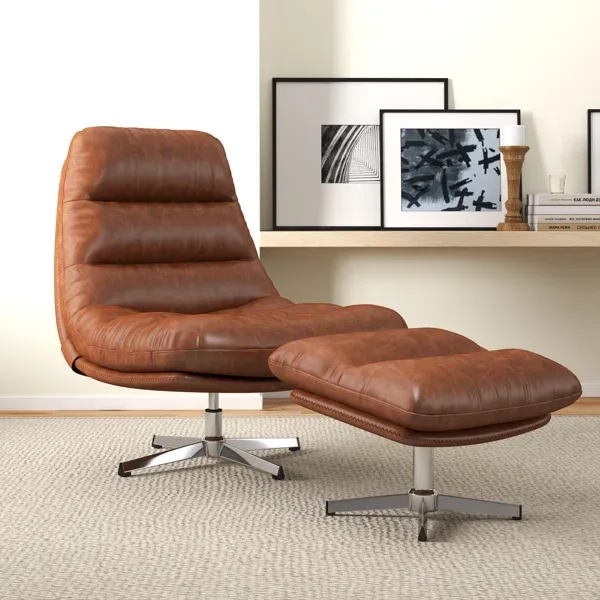 Dhruvah Swivel Accent Chair with Ottoman