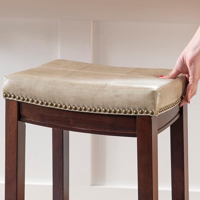 Linon Faux Leather Nail Head Bar stool