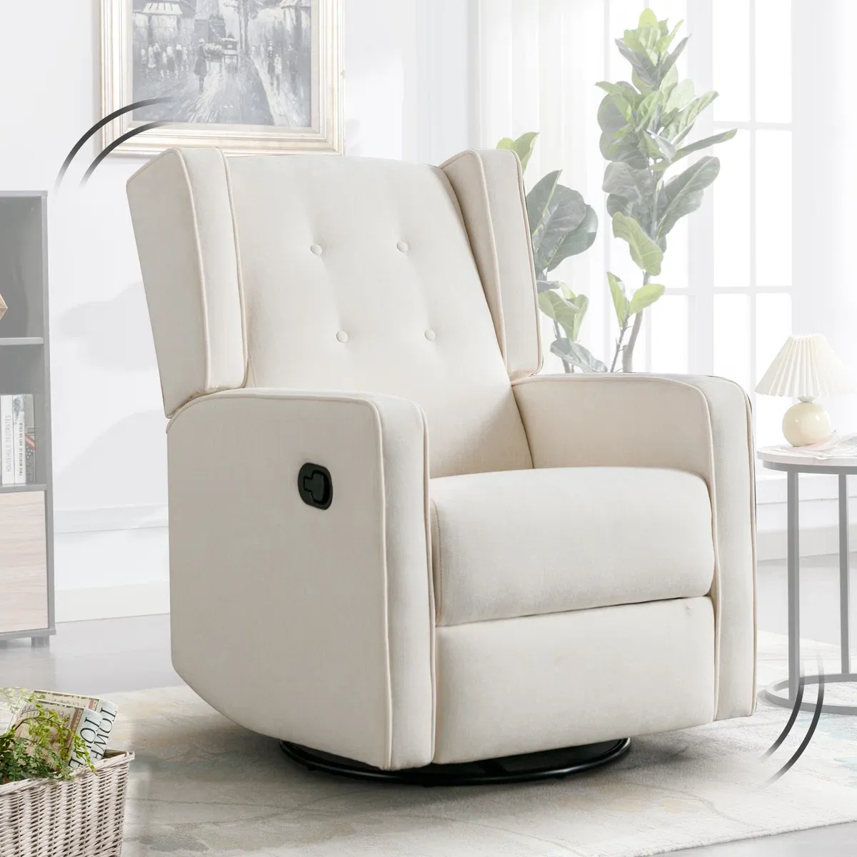 Wykoff 29.1'' Wide Modern Upholstered Manual Swivel and Rocker Standard Recliner with Wing Back