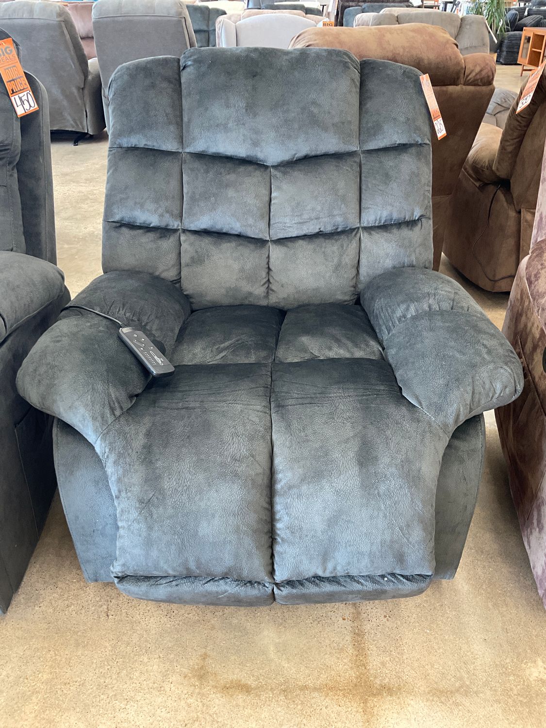 Gray/Green Manual Recliner with Heat and Massage