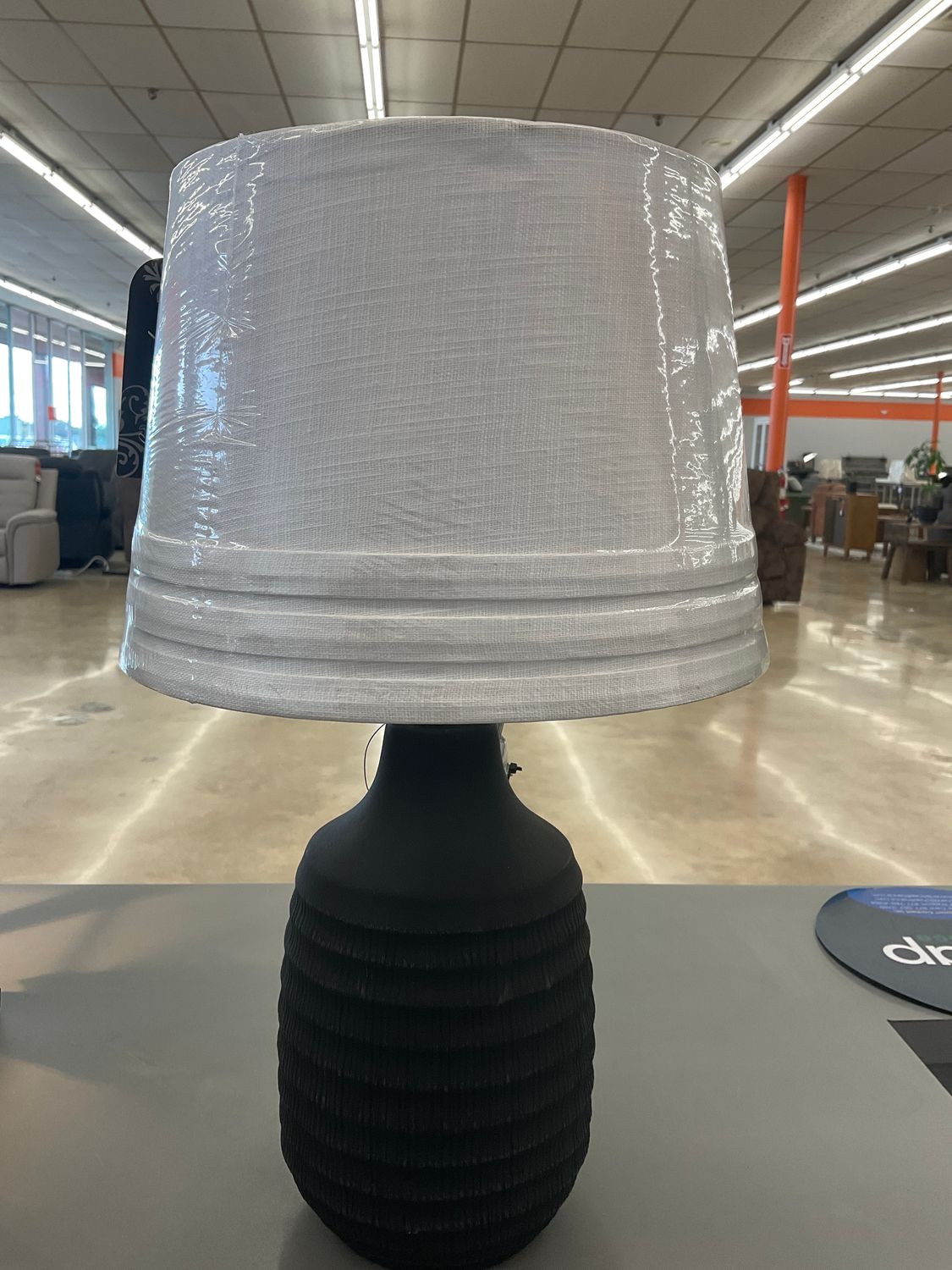 Black Ribbed Table Lamp