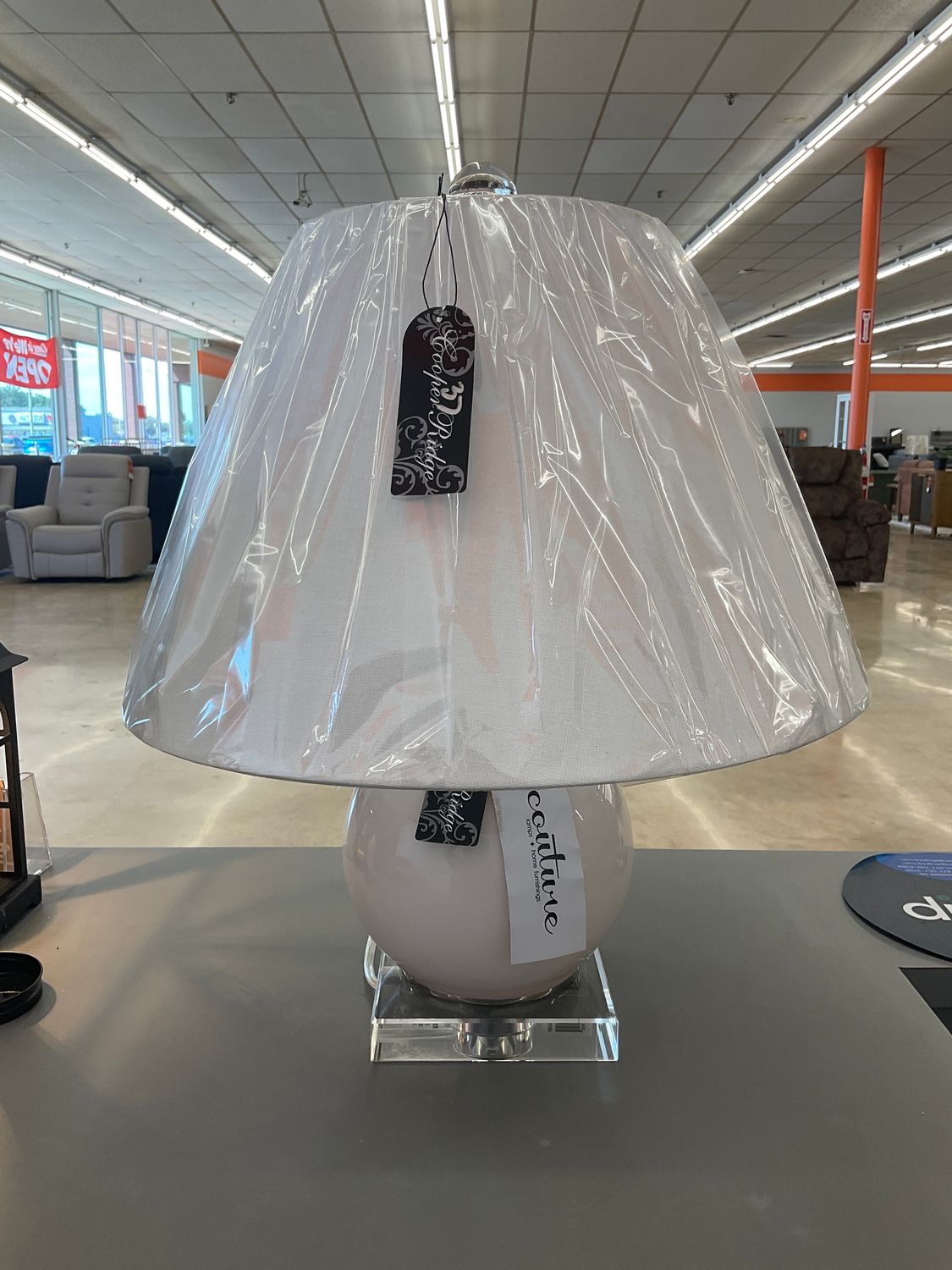 Frederick Cooper Couture Round Ball Glass Table Lamp with Crystal Base