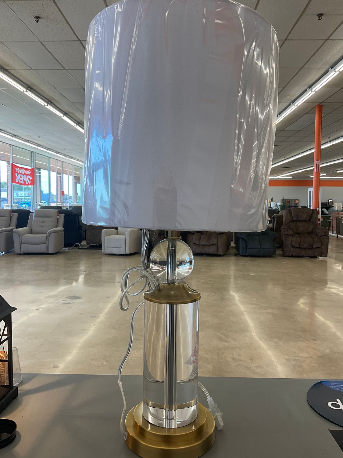 Crystal Column Gold Table Lamp