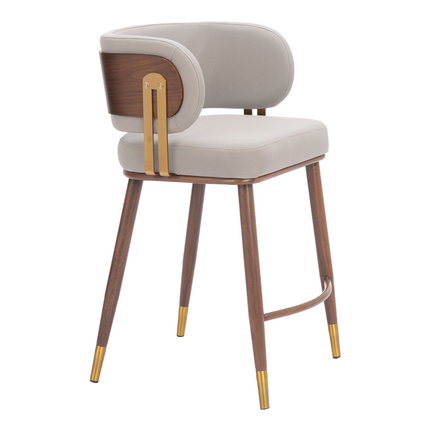 Brew Beige Open Back Steel Frame Counter Stool