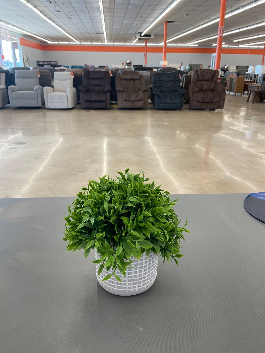 Faux Greenery in White Textured Pot