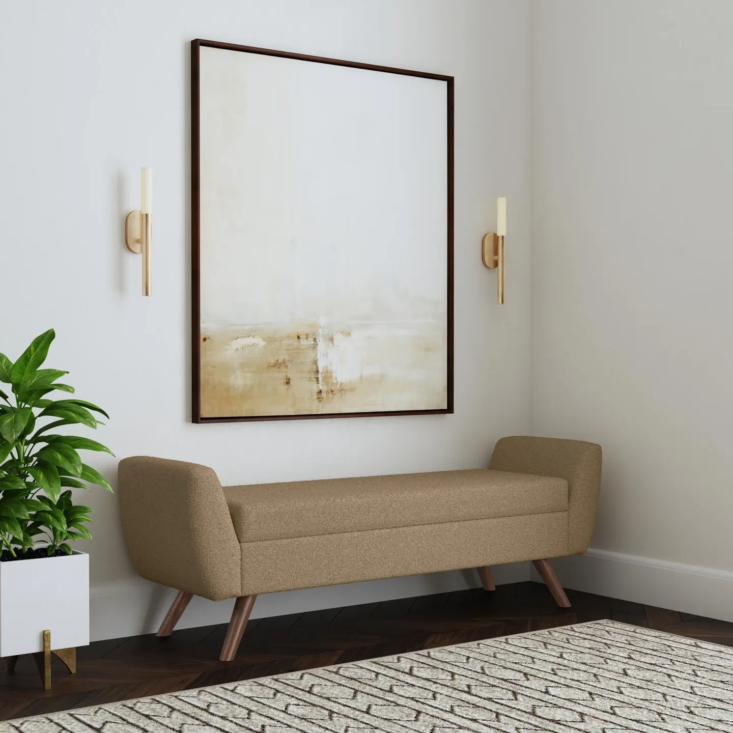 Homepop Modern Storage Bench with Wood Legs
