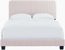 Modway Pink Velvet Queen Bed