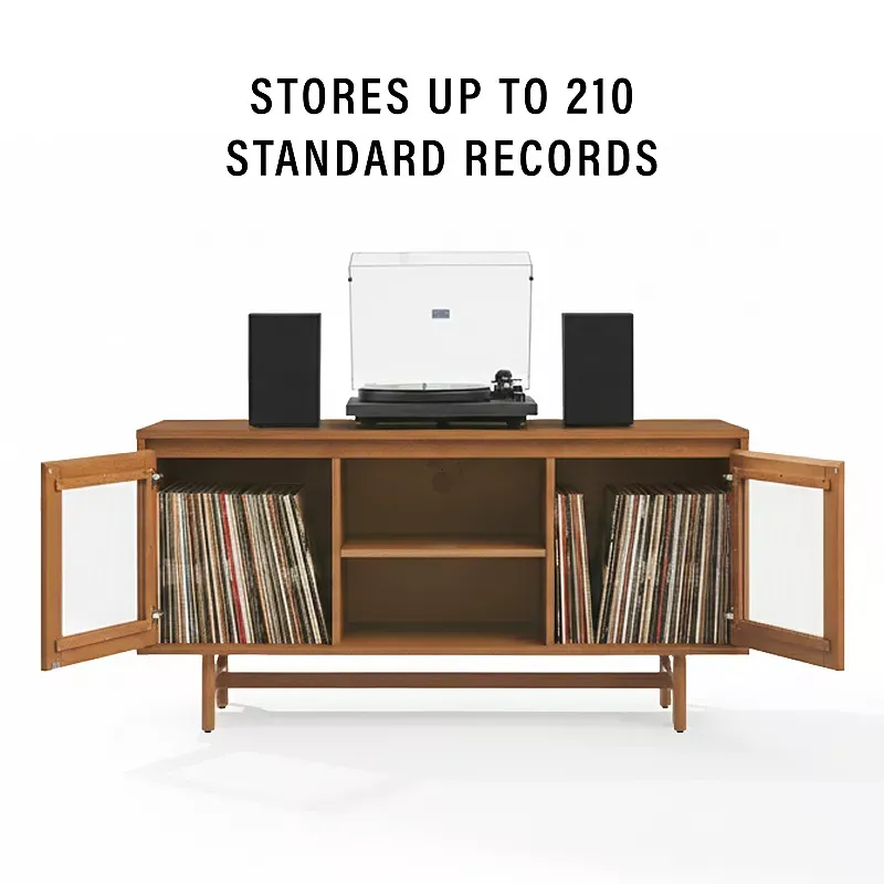 Nora Walnut Vinyl Storage Record Player Cabinet
