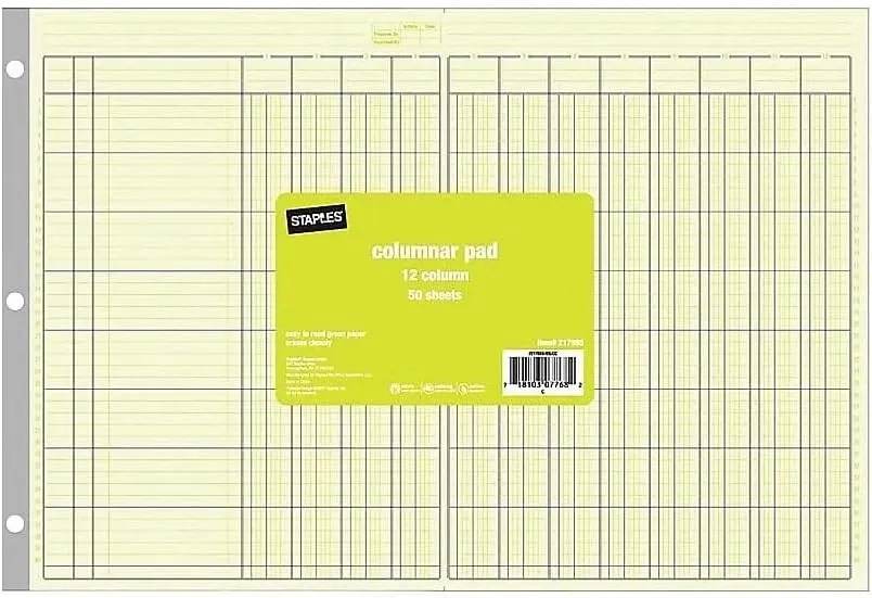Columnar Pad (12 columns, 50 sheets)
