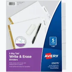 5 Tab Write &amp; Erase Dividers