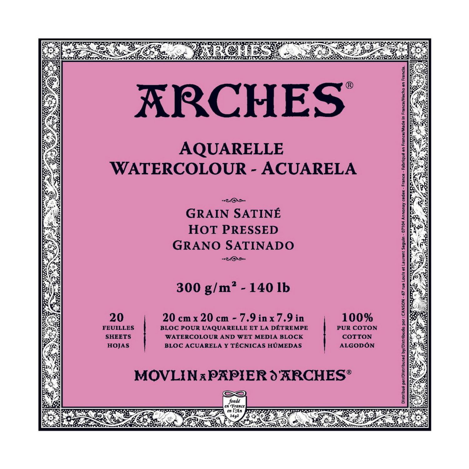 Arches Watercolour Block HP 7.9"x7.9" 140lb