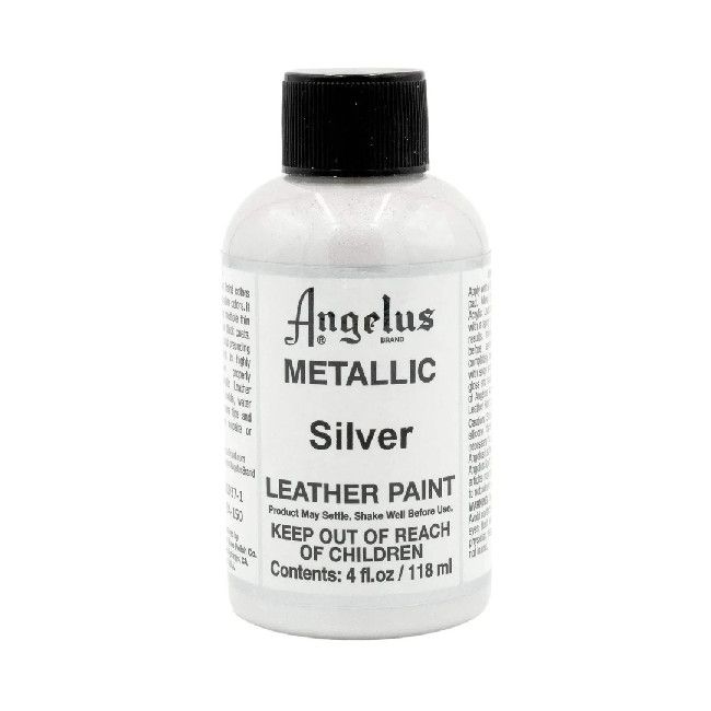 Angelus Acrylic Leather Paint Metallic Silver 4oz **SO**