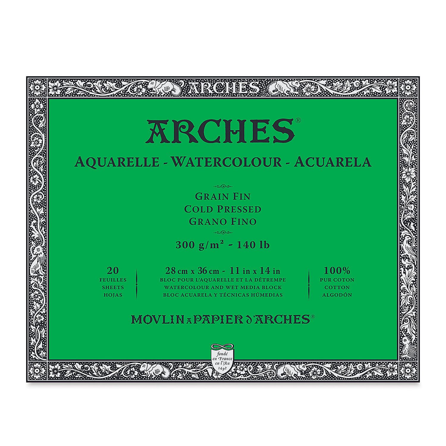 Arches Watercolour Block CP 140lb 11"x14" 20 Sheets