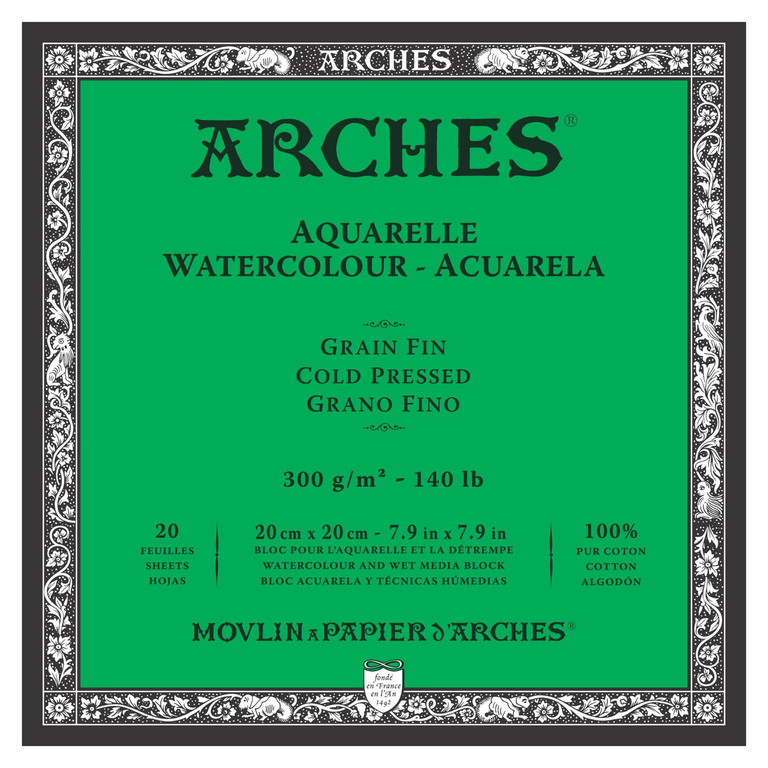 Arches Watercolour Block CP 7.9"x7.9" 140lb