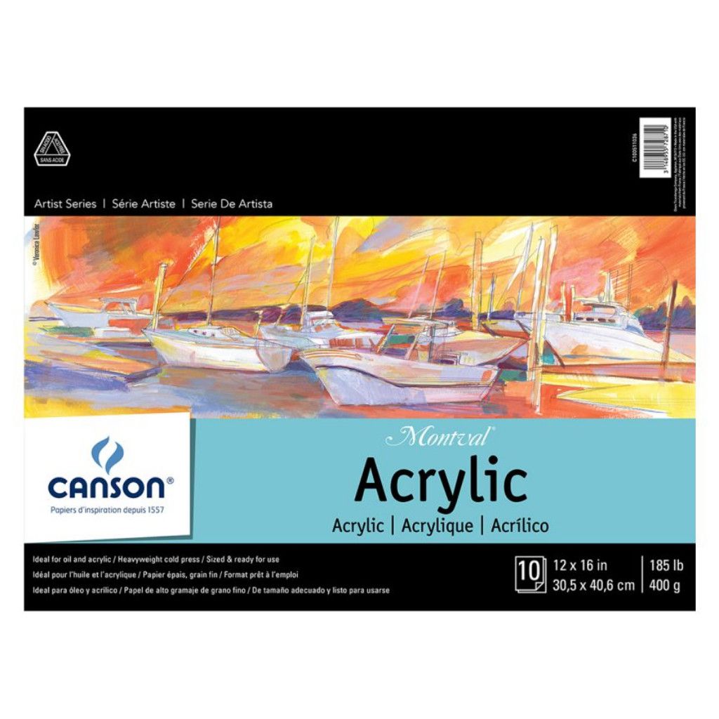 Canson Montval Acrylic Pad 12x16 185lb