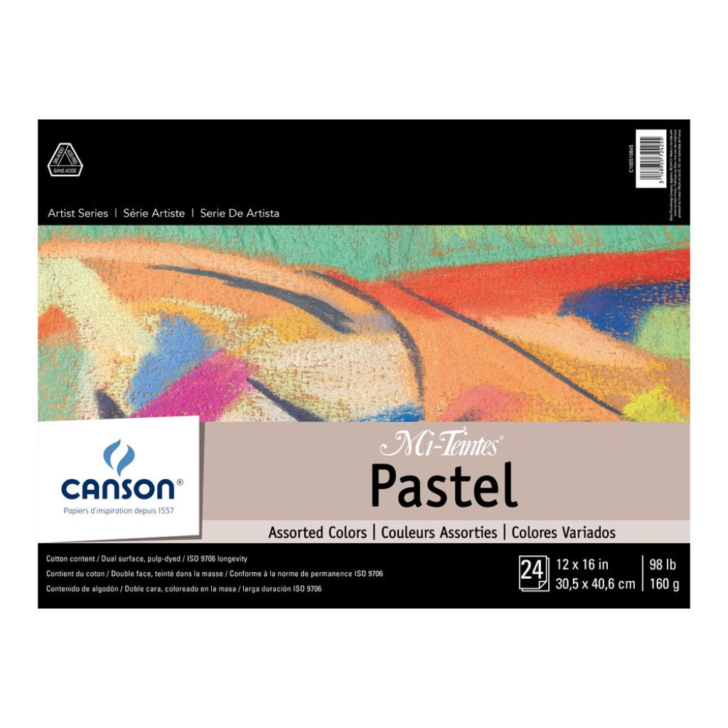 Canson Mi-Teintes Pastel Assort. Color Pad 12x16 98lb