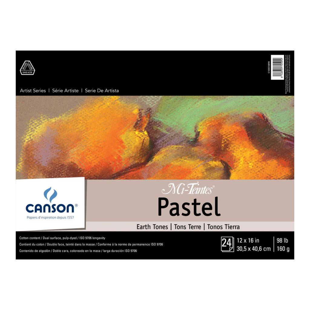 Canson Mi-Teintes Pastel Earth Tones Pad 12x16 98lb