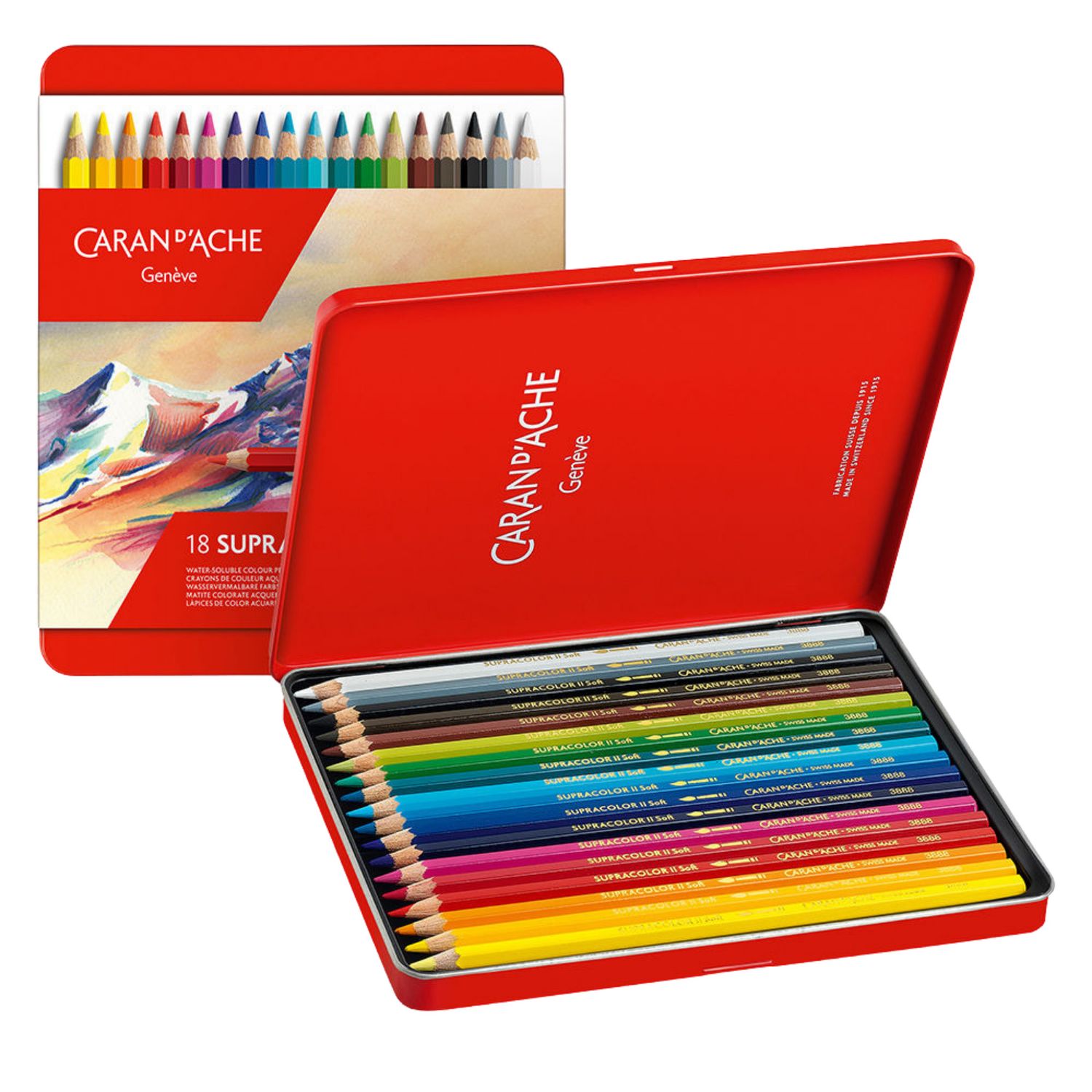 Caran D'Ache Supracolor Soft Water Soluble Coloured Pencil Set of 18 **ND**