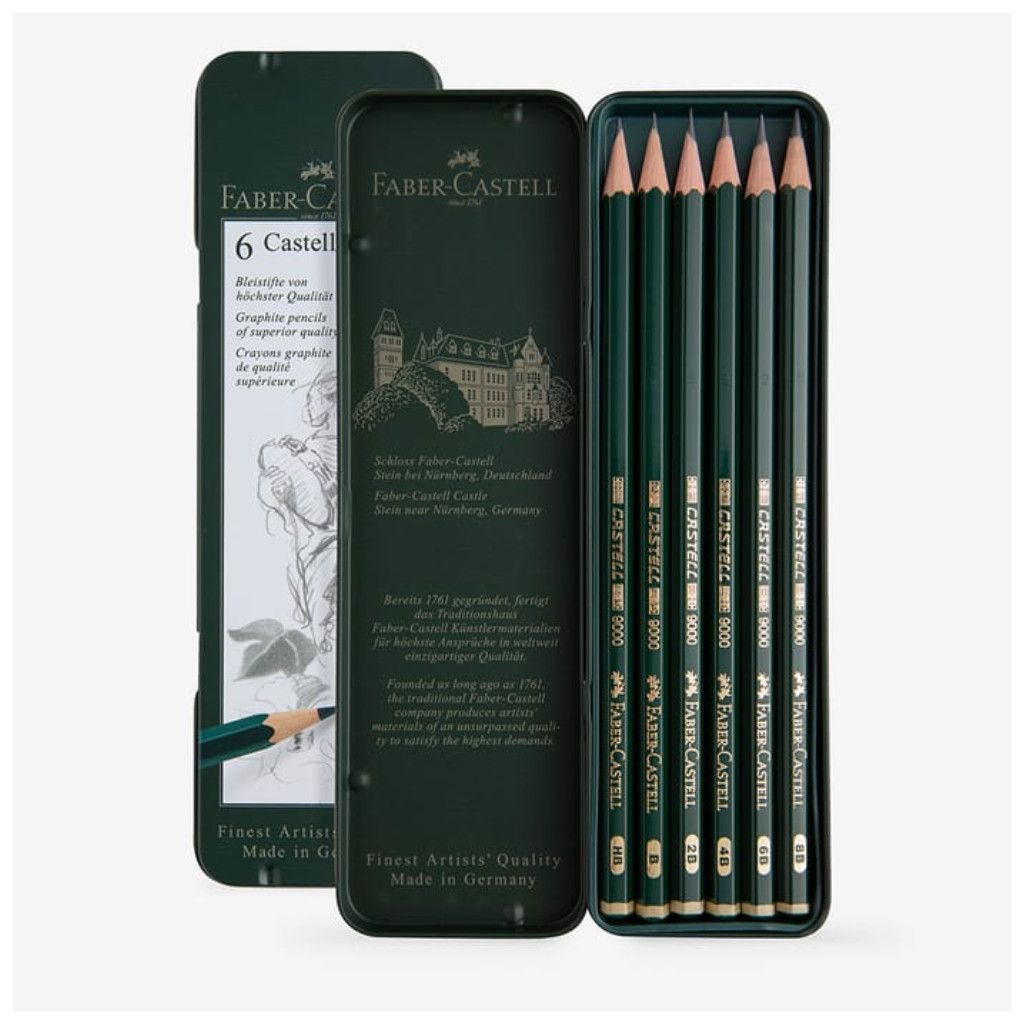 Faber Castell Drawing Pencil 9000 Set of 6 Grades (HB-8B)  **ND**