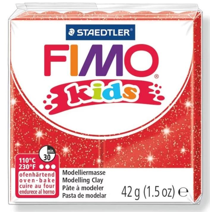 Fimo Kids Modelling Clay 42g Glitter Red_DISC