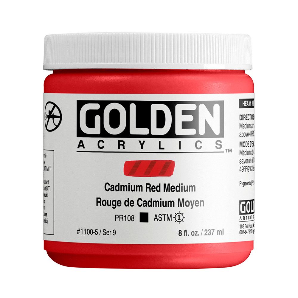 Golden Heavy Body 8oz. Jar C.P. Cadmium Red Medium Series 9  **ND** **SO**