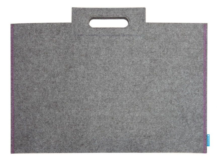 Itoya Profolio Midtown Bag 14" x 21" Grey w/ Purple Threading