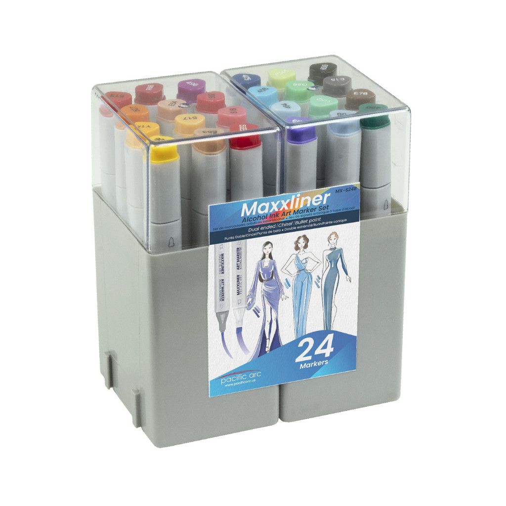 MAXXLINER:24-Color Alcohol Ink Art Marker Set