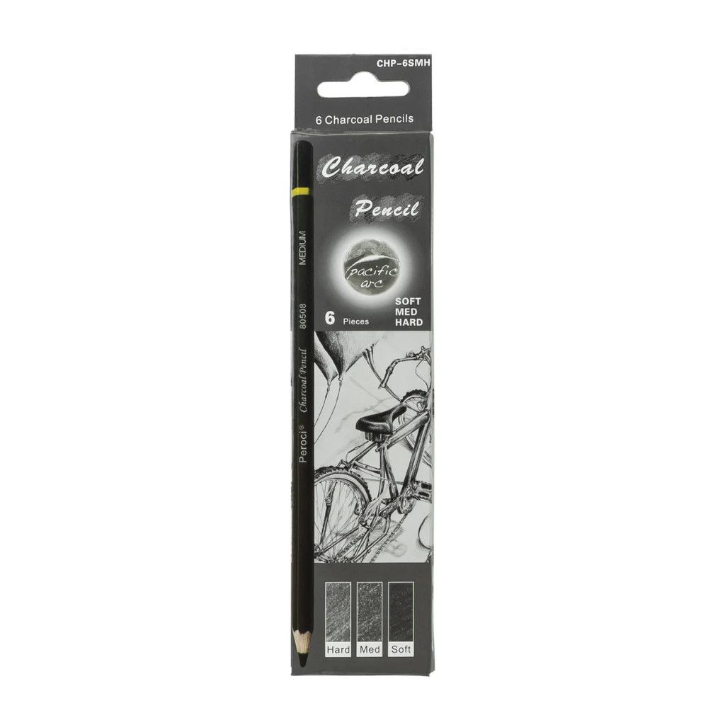 Pacific Arc Charcoal Pencil Set 6 Hard/Medium/Soft  **T**