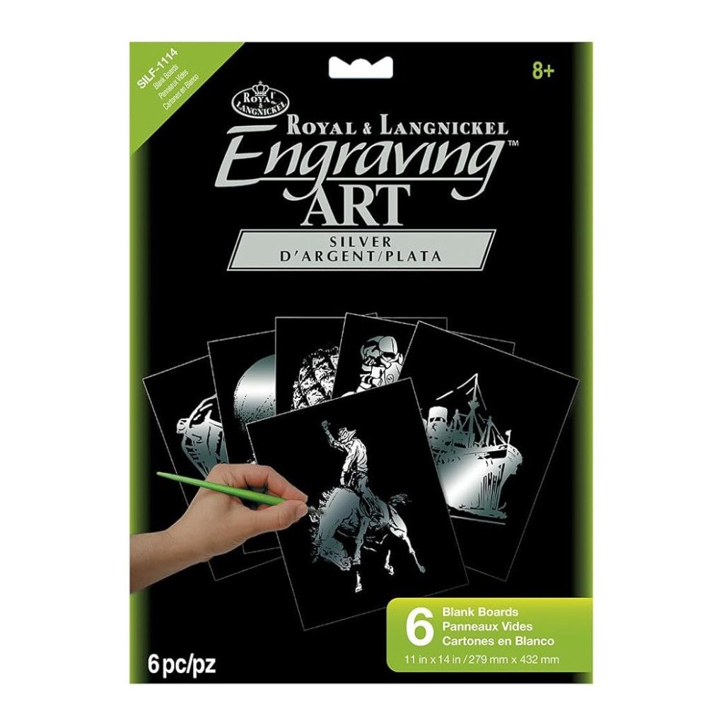 Royal &amp; Langnickel Engraving Art Blank Boards 11"x14" (6 pc) SILVER FOIL