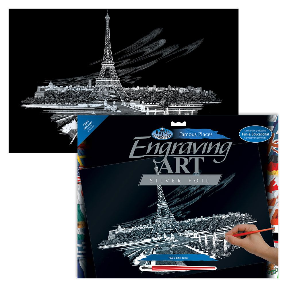 Royal &amp; Langnickel Engraving Art Famous Places Silver Eiffel Tower