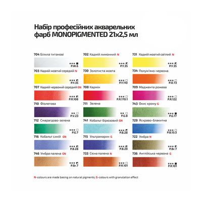 Rosa Watercolour Pan Set 21 Monopigmented Colours