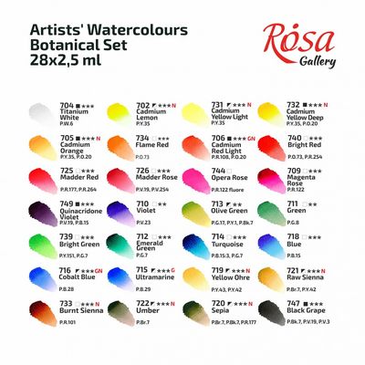 Rosa Watercolour Pan Set 28 Botanical Colours