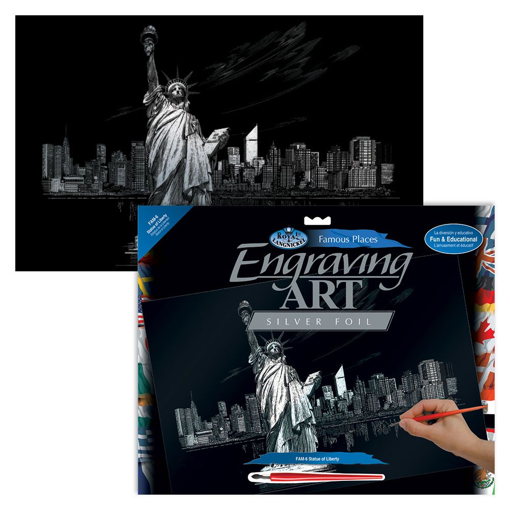 Royal &amp; Langnickel Engraving Art Famous Places Silver Statue of Liberty