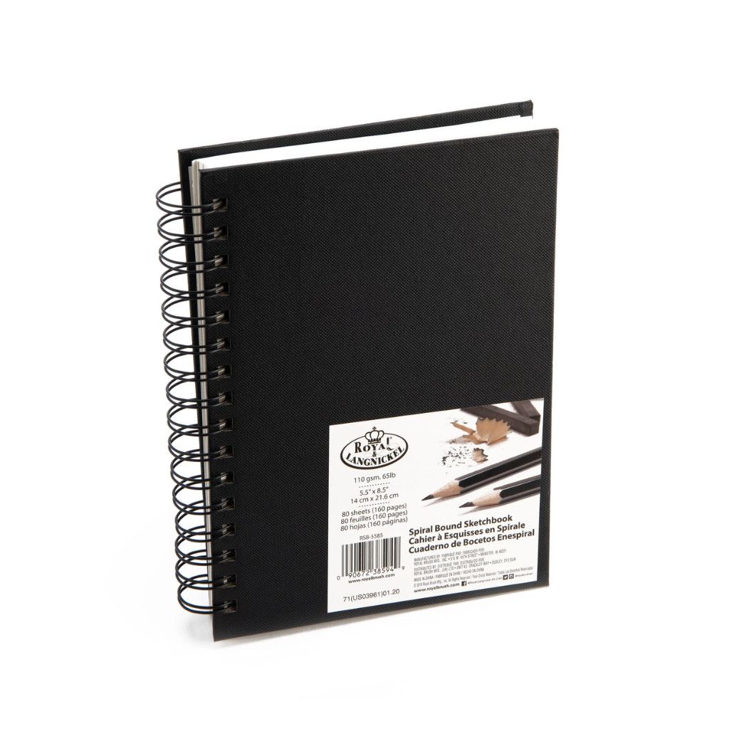 Royal &amp; Langnickel Spiral Bound Sketchbook Hard Cover 5.5" x 8.5" (65lb) 80shts