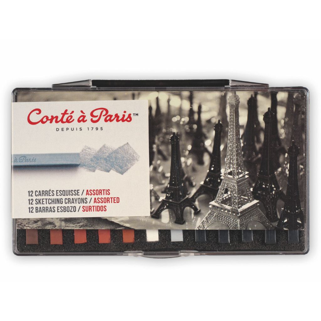 Sketching Carres Plastic Box X 12 Assorted