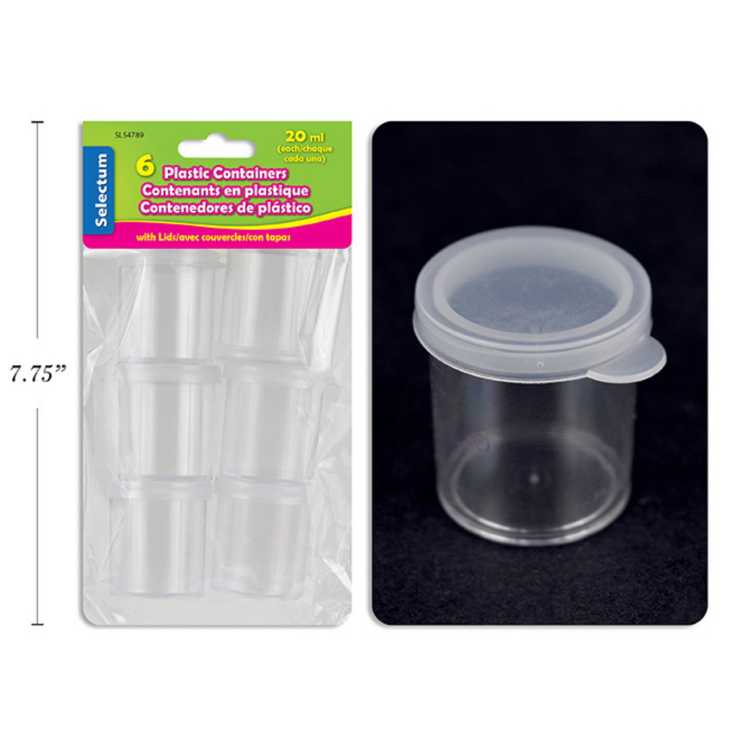 Selectum Plastic Containers w/ Lids 20ml Set of 6