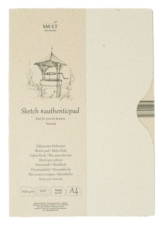 SM.LT authenticpad Coil Sketch Natural A4 100gsm 100shts **ND**