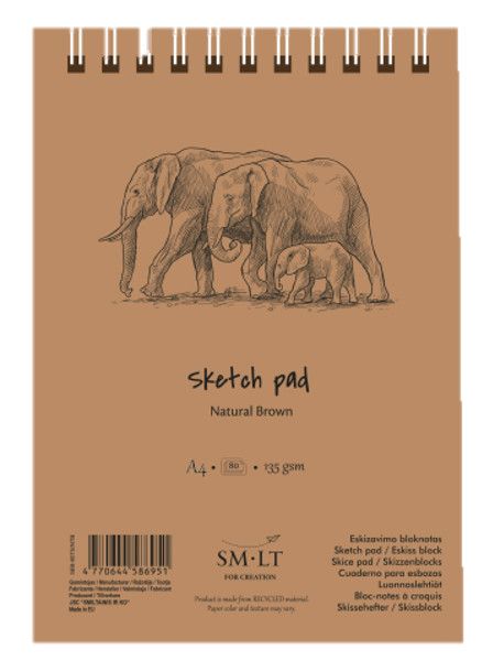 SM.LT authenticpad Coil Sketch Natural Brown A4 135gsm 80shts **ND**