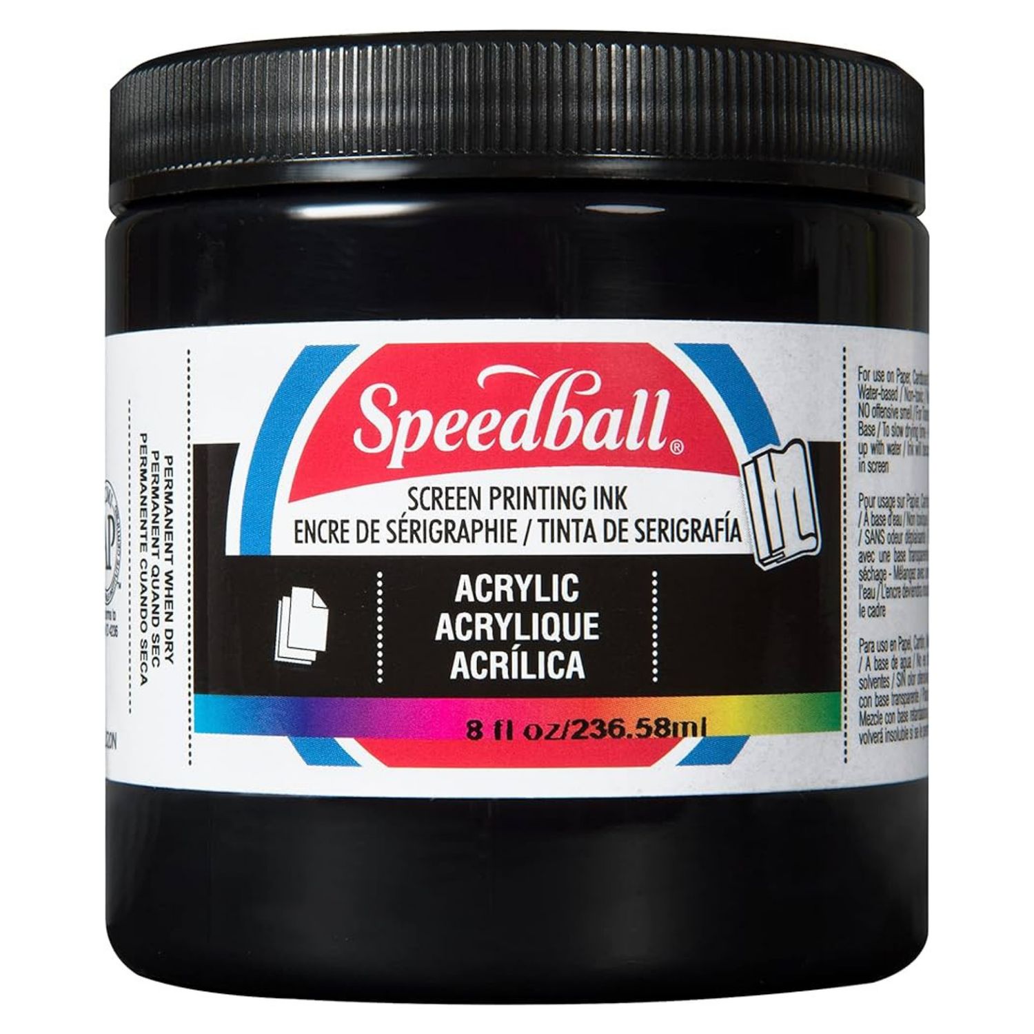 Speedball Acrylic Screen Printing Ink Black 8oz.