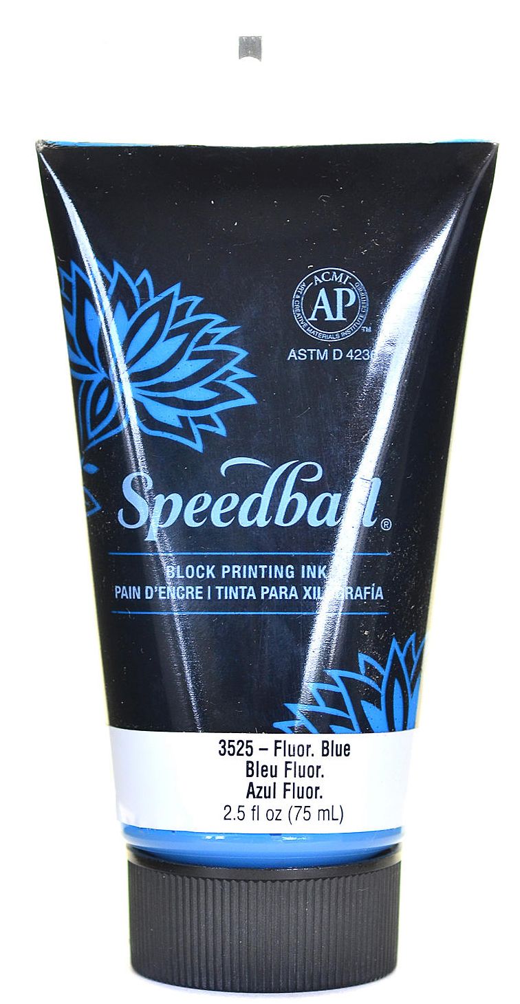 Speedball Water-Soluble Block Printing Ink 2.5oz Fluorescent Blue